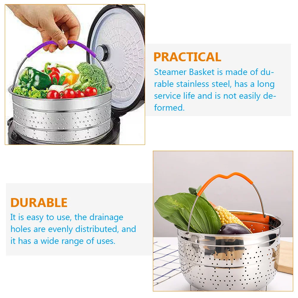 

1pcs Stainless Steel Steamer Basket Vegetable Fruit Washing Drain Strainer Kitchen Streamer Household Filter Mesh Container