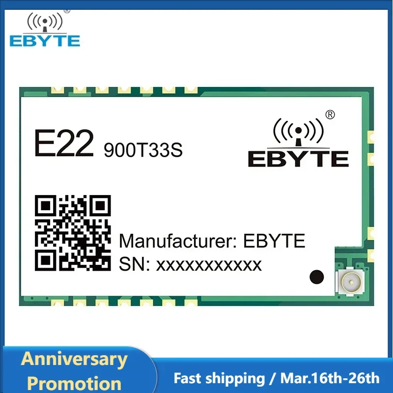 868/915MHz 2W LoRa Wireless Module EBYTE E22-900T33S IPEX Relay Networking 16KM Long Distance LBT RSSI SMD Module