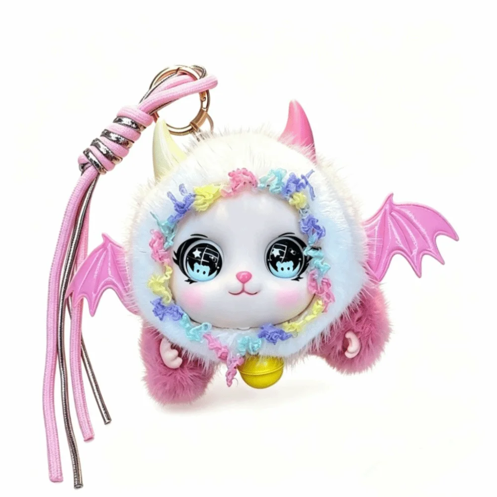 Bag Pendant Plush Little Devil Horn Keychain Wings Devil Horns Plush Keychain Soft Cute Plush Doll Keyring Keychain Accessory
