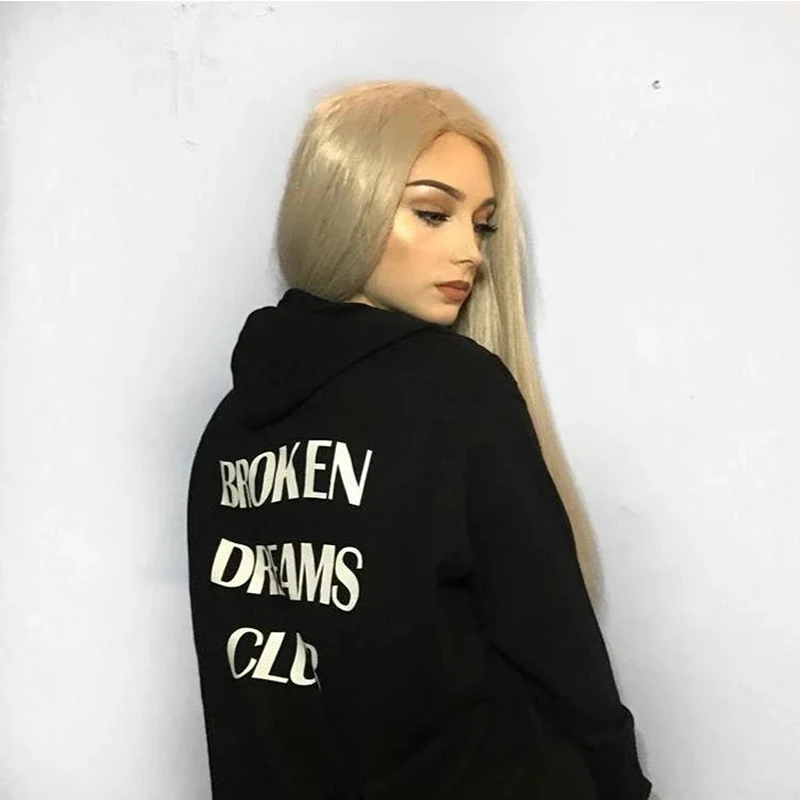 Broken Dreams Club Back Printed Women Loose Hoodies Cotton 2000s Grunge Goth Clothes Hip Hop College Fashion Pullovers Y2k Tops