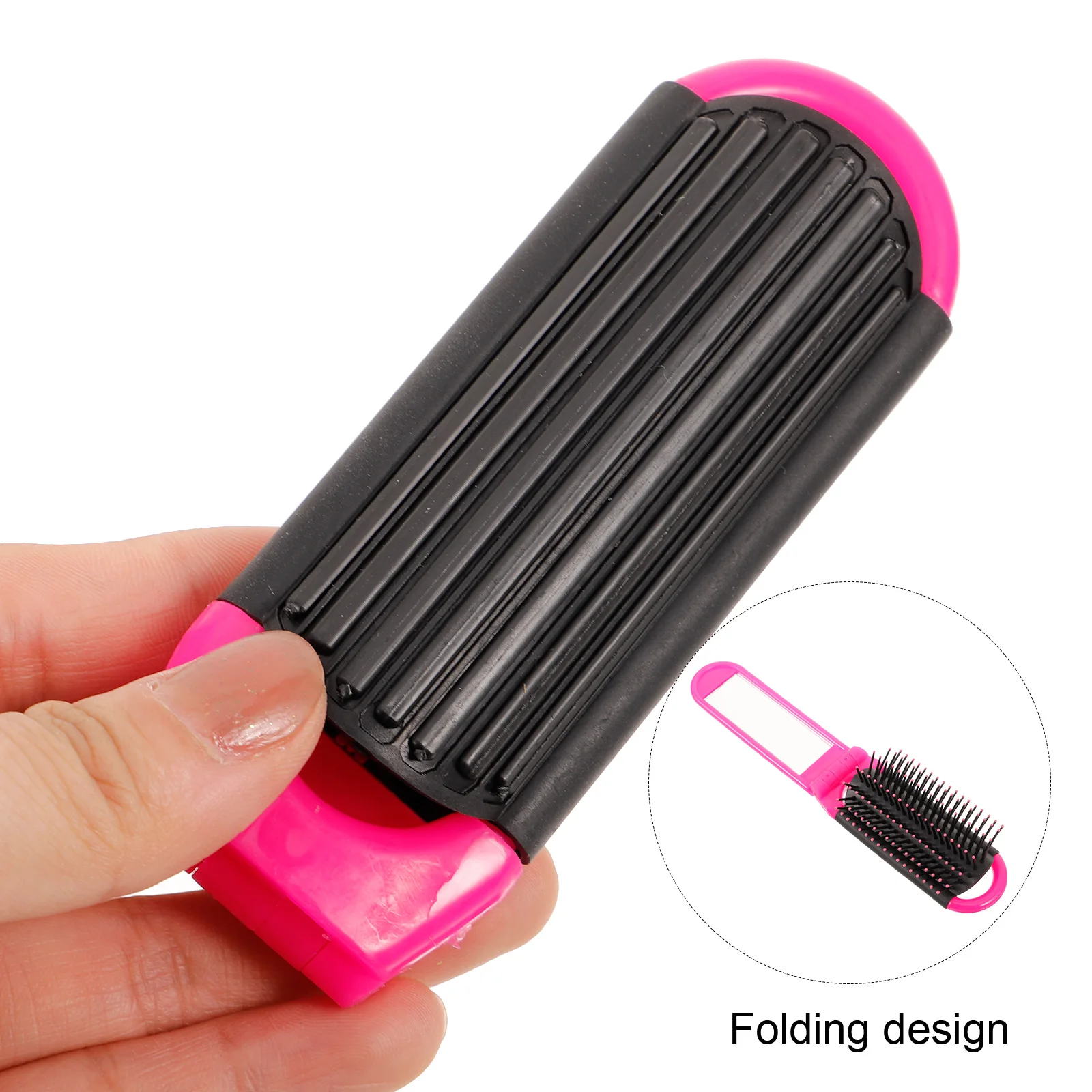 

Portable Folding Comb Hair Brush with Mirror Detangling Styling Tool for Women Girls Great Gift Option for Festivals