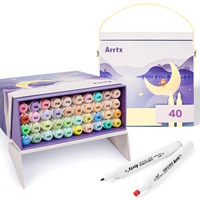 Arrtx ALP 40 Pastel Colors Alcohol Markers Double Tipped Permanent Sketch Markers for Adults' Coloring Illustration Card Making