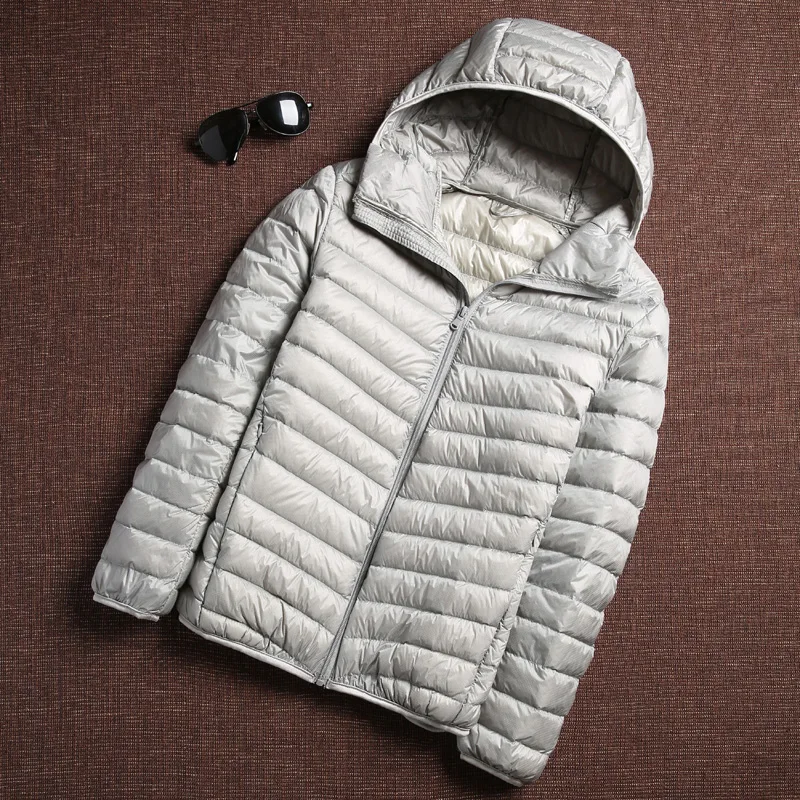 Herbst Winter Männer Puffer Jacken Herren koreanische Mode Kapuze ultraleichte packbare Wasser und wind abweisende atmungsaktive Daunen mantel