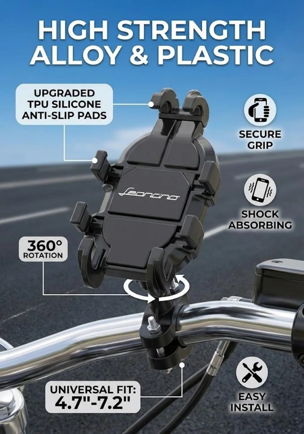 

New Metal Motorcycle Phone Holder For Benelli TRK 502 Leoncino 500 BJ500 250 Leoncino250 Free rotating shock absorber anti slip