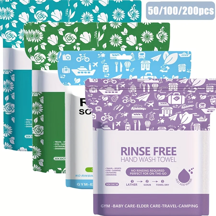 50/100/200Pcs 11.81×11.81in Large Disposable Foam Bath Towels, No‑Rinse Body Cleansing.Just wet and rub for foam, cleanse & dry with no rinse needed.Soft comfy, perfect for elderly care, camping, fitness, post‑surgery recovery.25 Sheets/Pack