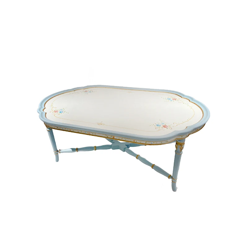 

Luxury wood French style home furniture painting living room coffee table solid wood living room dining table