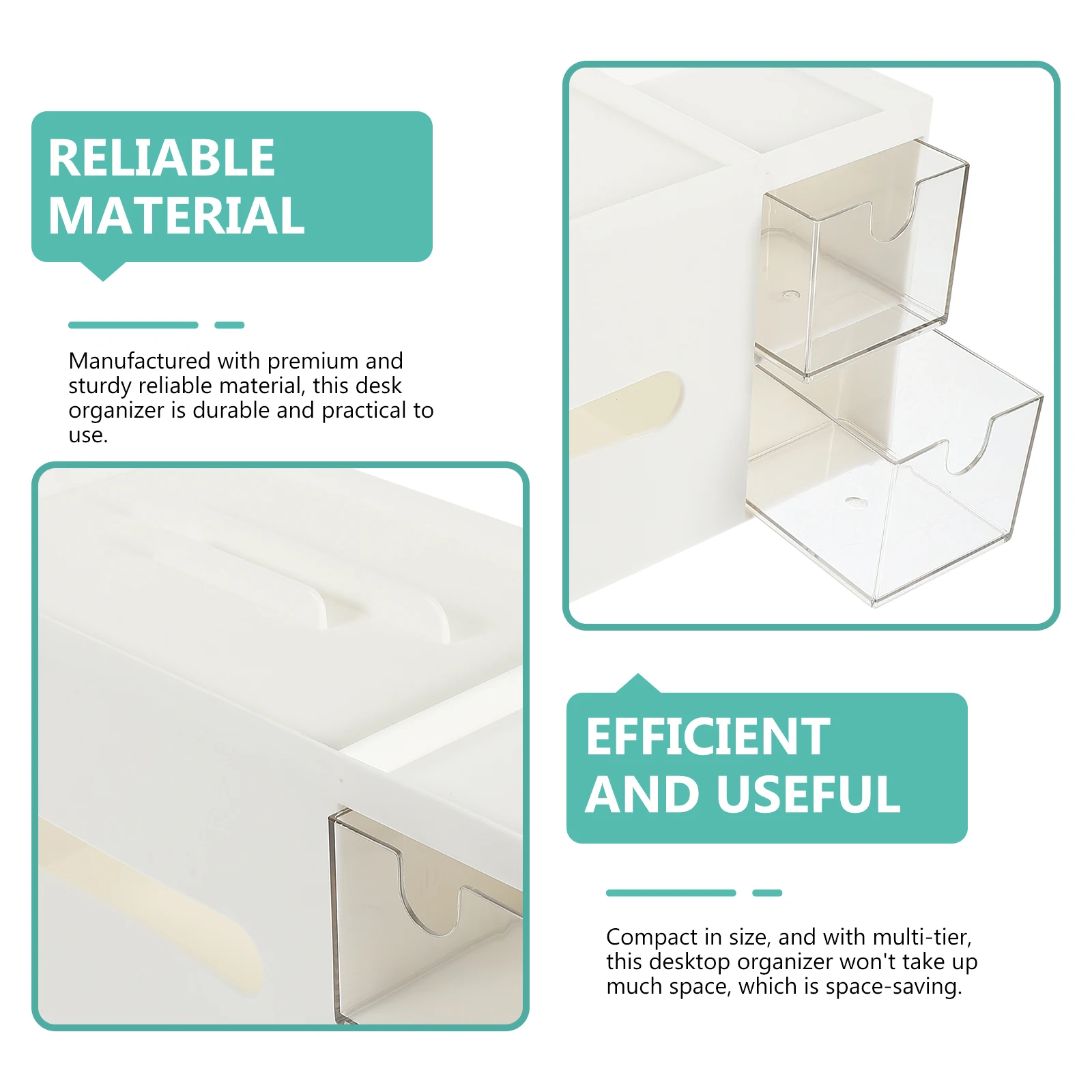 

Cute Desk Organizer Multi-Purpose Drawer Type Storage Box for Desktop Cosmetics Stationery Office Supplies Portable Desktop