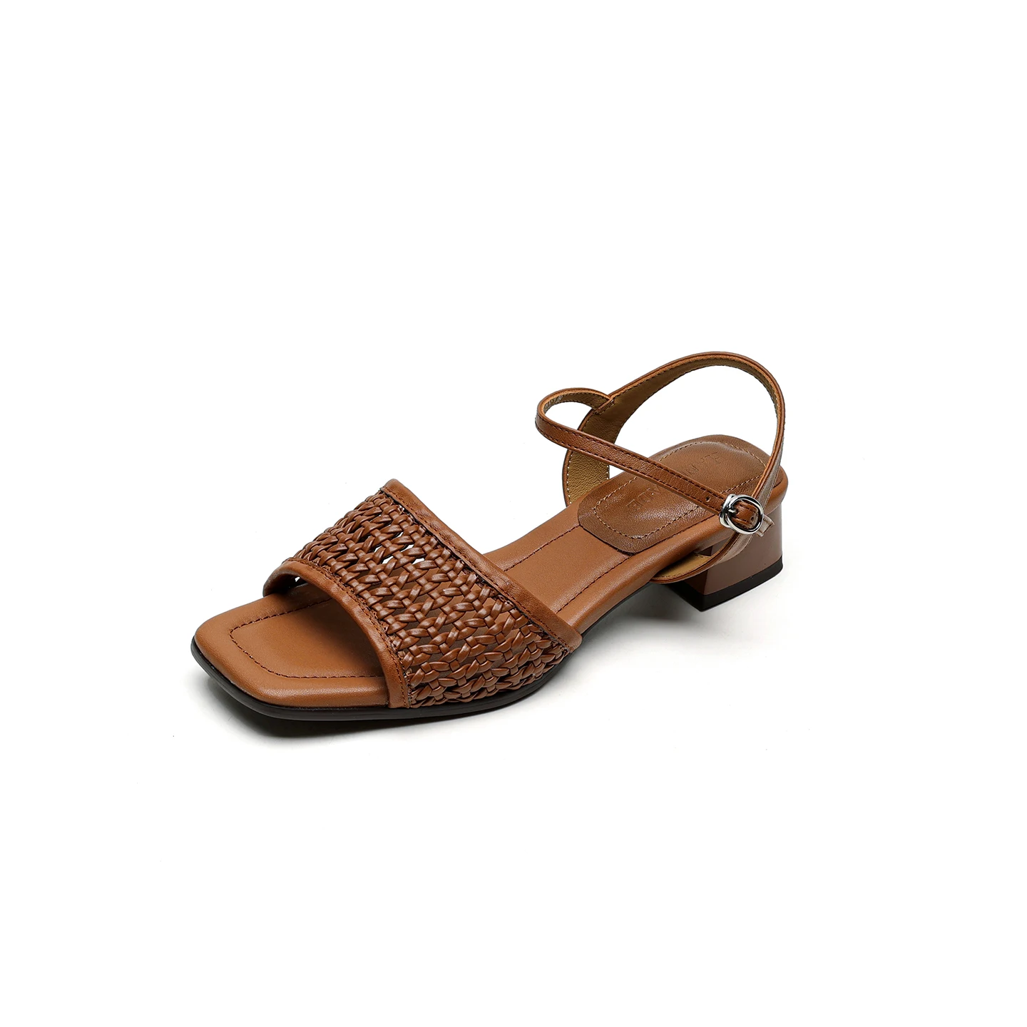 Handmade Genuine Leather Bohemia Low Heeled Sandals  breathable  3.5cm Heel high Weaving Women pumps