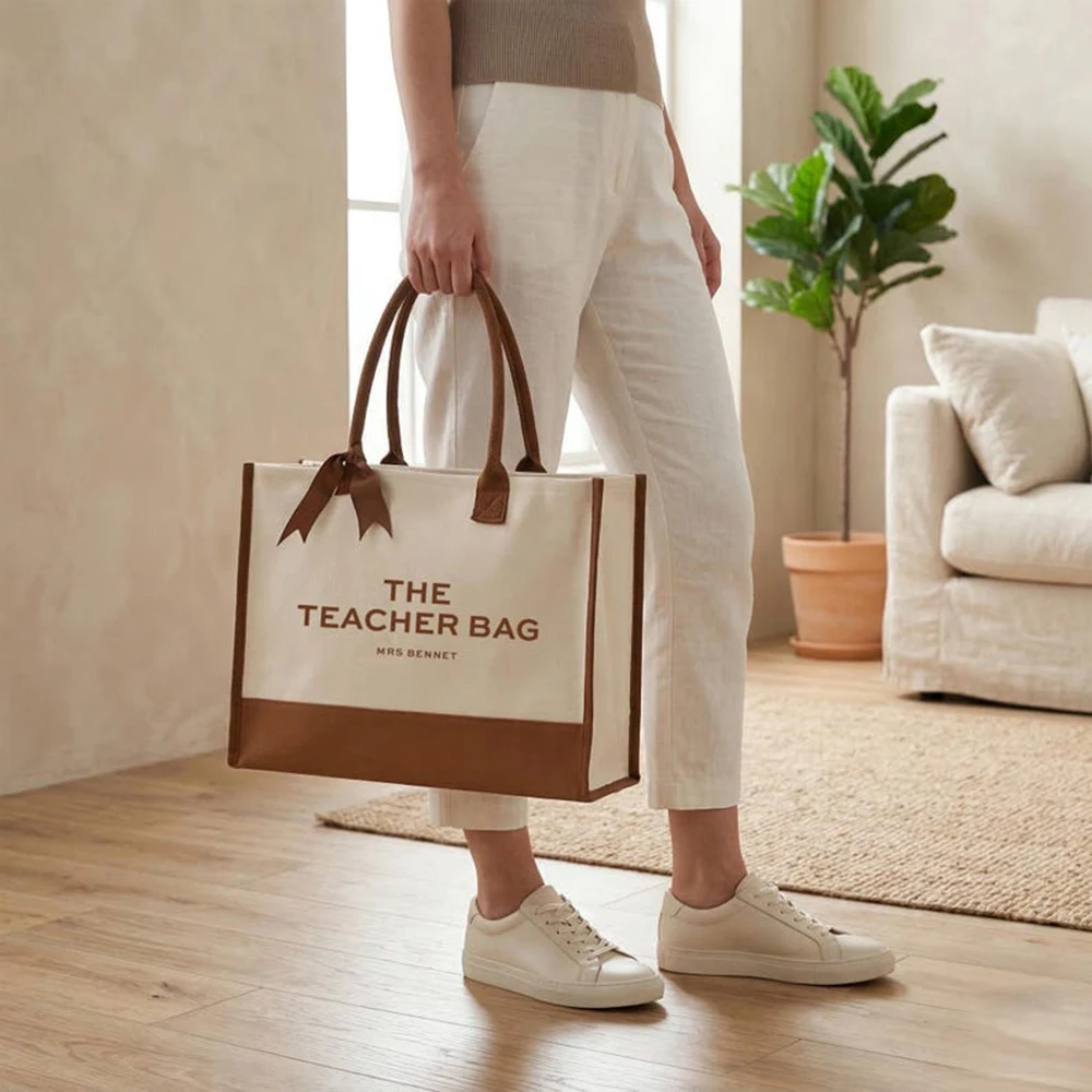 

Custom Name Teacher Tote Bag Teacher Bag Personalized Teacher Tote Bag Teacher Day Gift Large Capacity Shopping Shoulder Bag