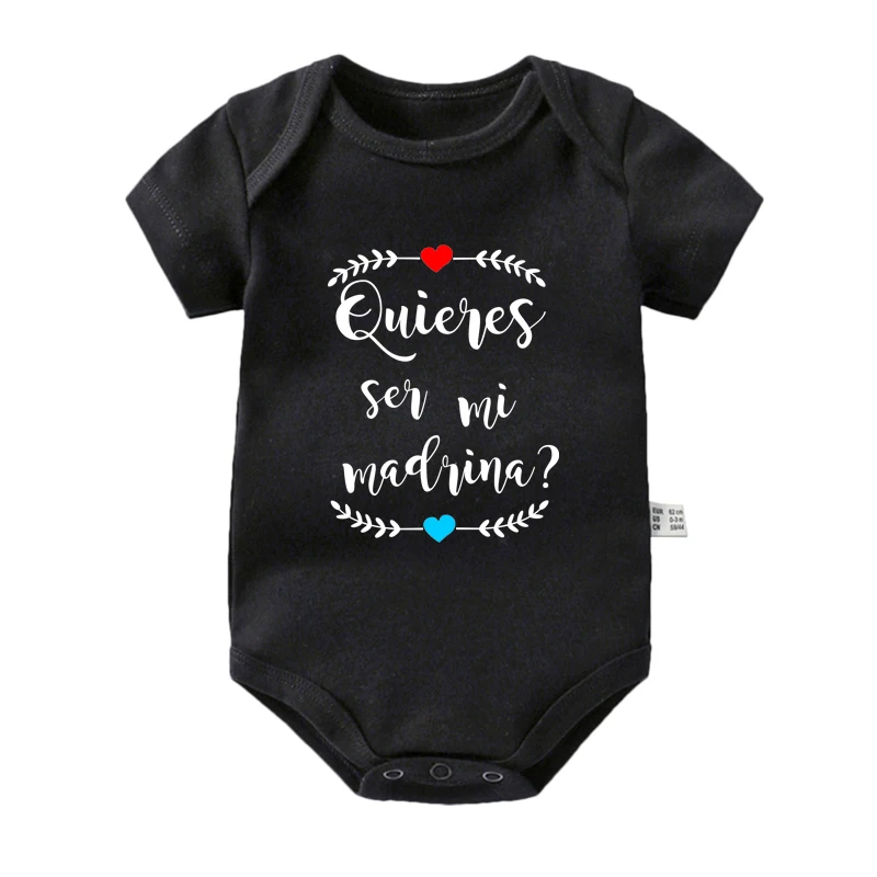 Do You Want To Be My Godmother or Godfather Baby Announcement Bodysuits Cotton Boys Girls Rompers Infant Summer Ropa Clothes