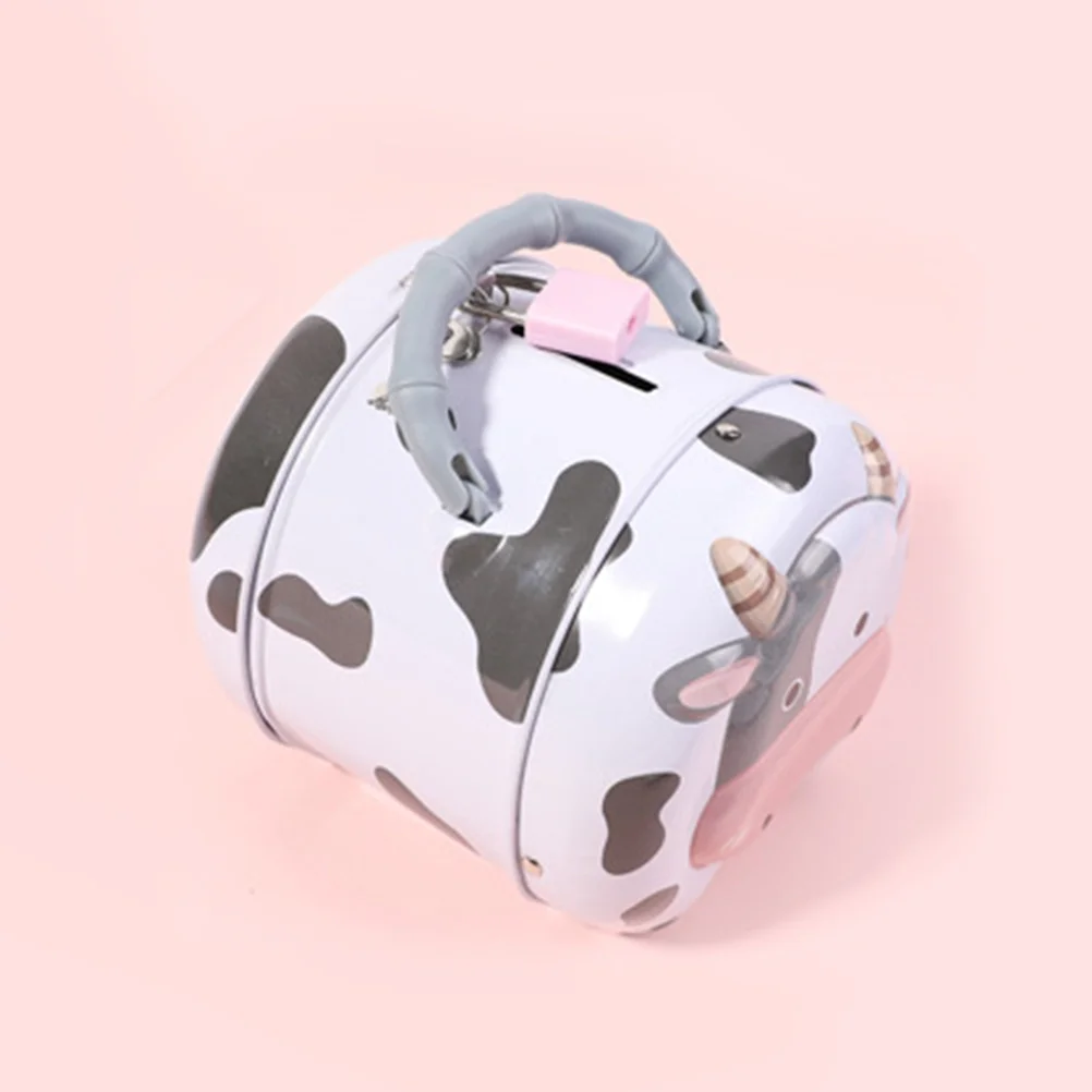 

Creative Milk Cow Money Box Tinplate Piggy Bank Lovely Design High Quality Spray Paint Gift Tinplate Saving Box