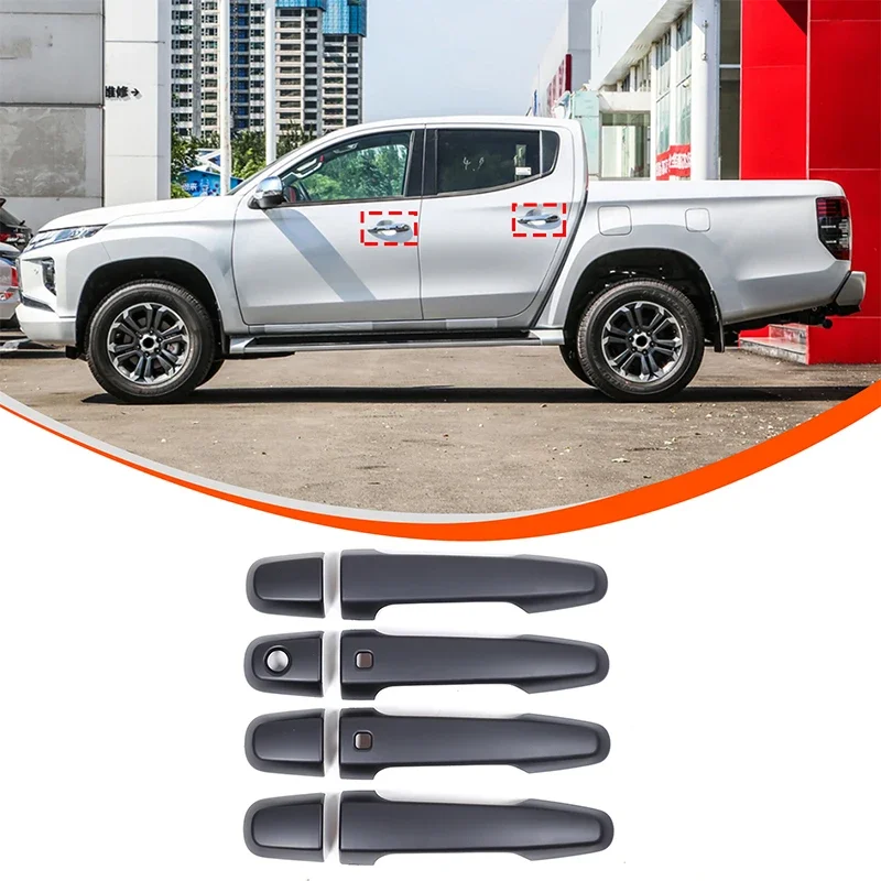 

For Mitsubishi Triton L200 2019-2023 ABS Matt Black Car Door Handles Door Bowl Covers Decorative Car Accessories