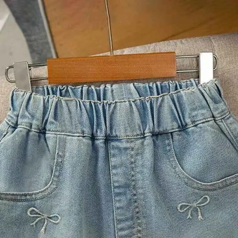 Sommer Teenager Mädchen Shorts Jeans Mode Schleifendekoration Kurze Denim-Hosen für 2-10 Jahre Kinderkleidung Kinder Freizeithosen – Detail 3