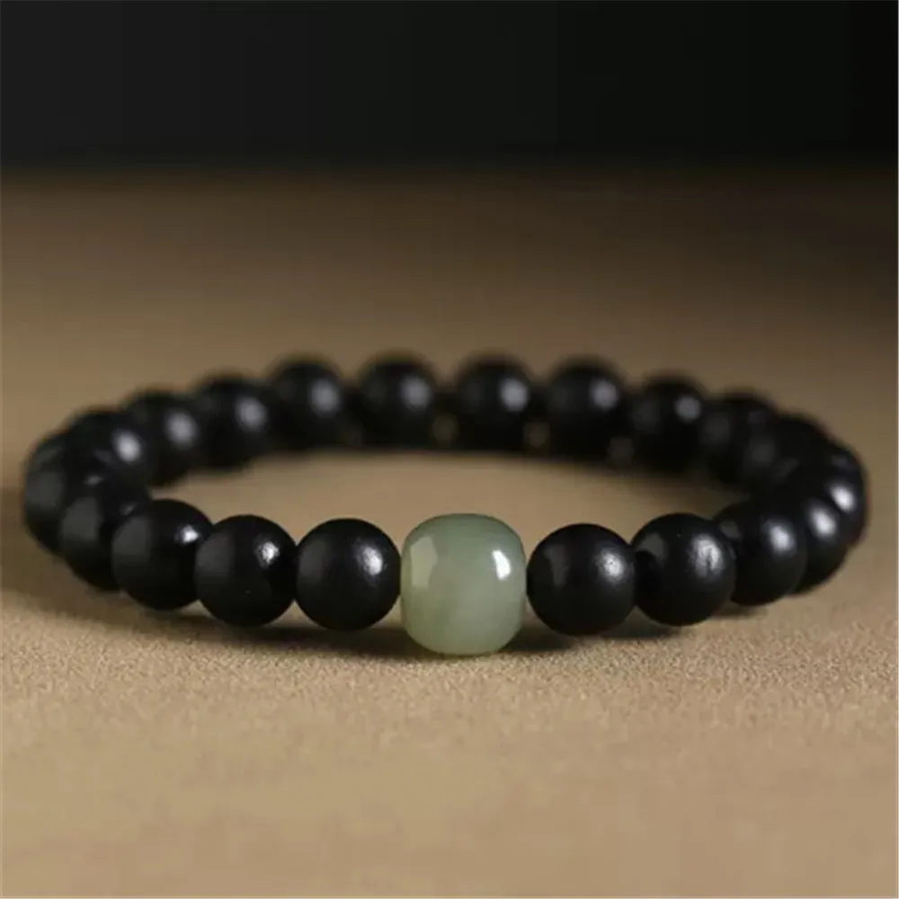 8mm Natural Lobular Red Sandalwood Couple Bracelets Women Black Sandalwood Jewelry Gift Natural Hetian Jade Bead Dropshipping