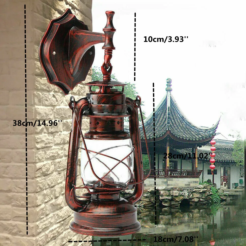 Vintage Rustic Outdoor Wall Sconce Lantern Lamp Retro Antique Light Fixture Garden Lights E27