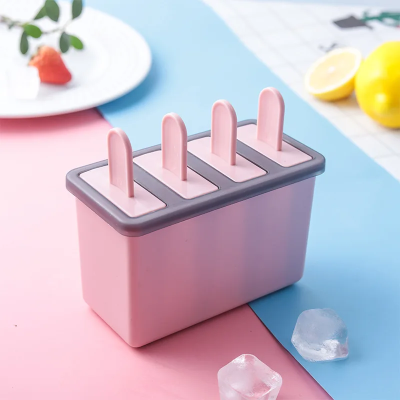 4 Cells Round Shape Summer Accessories Kitchen Tools Food Grade Lolly Mould DIY Ice Cream Maker Popsicle Molds Dessert Molds