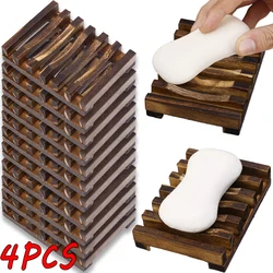 4/1PCS Drainage Sanitary Soap Holder Bath Wooden Soap Dish Non-slip Anti-mould Storage Box TraDrainage Sanitary Bamboo Soap