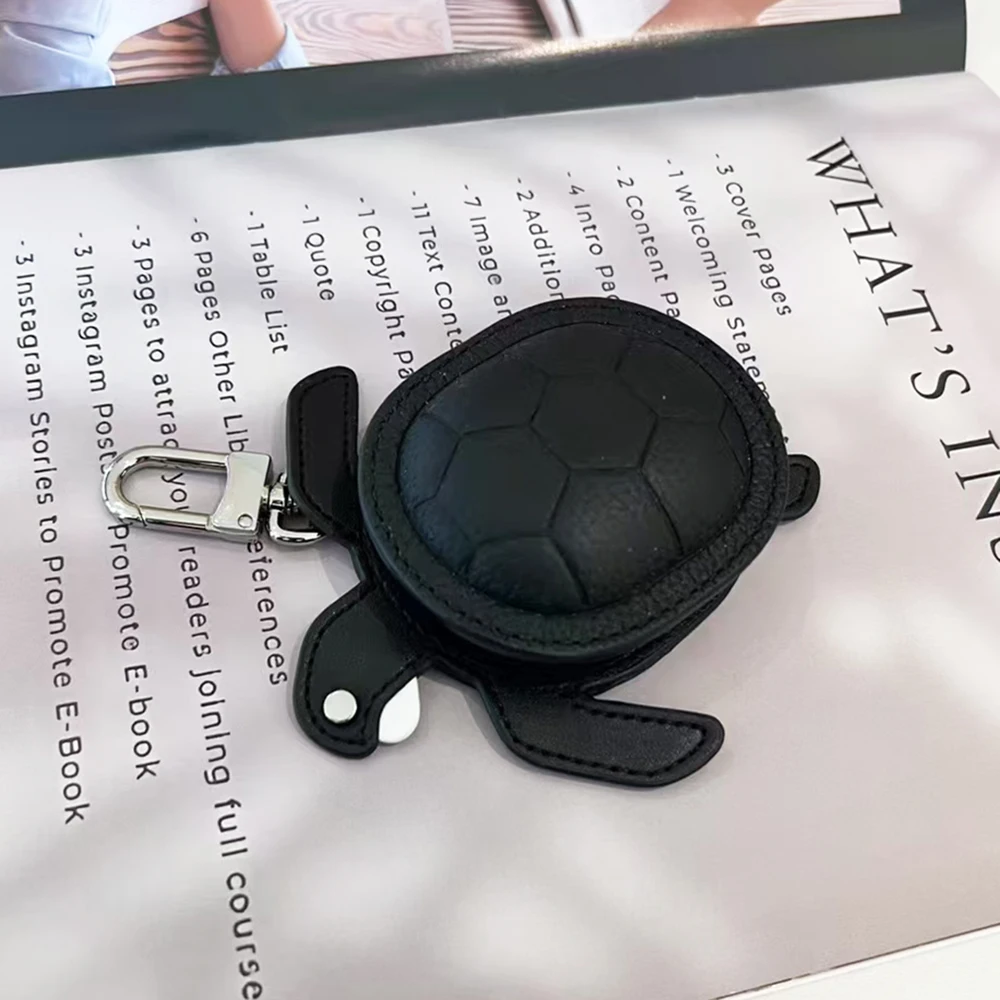 Lovely Animal Earphone Case With Keychain 2025 Luxury Designer Fashion Turtle Shape Leather Small Coin Purse Women Handbag Charm