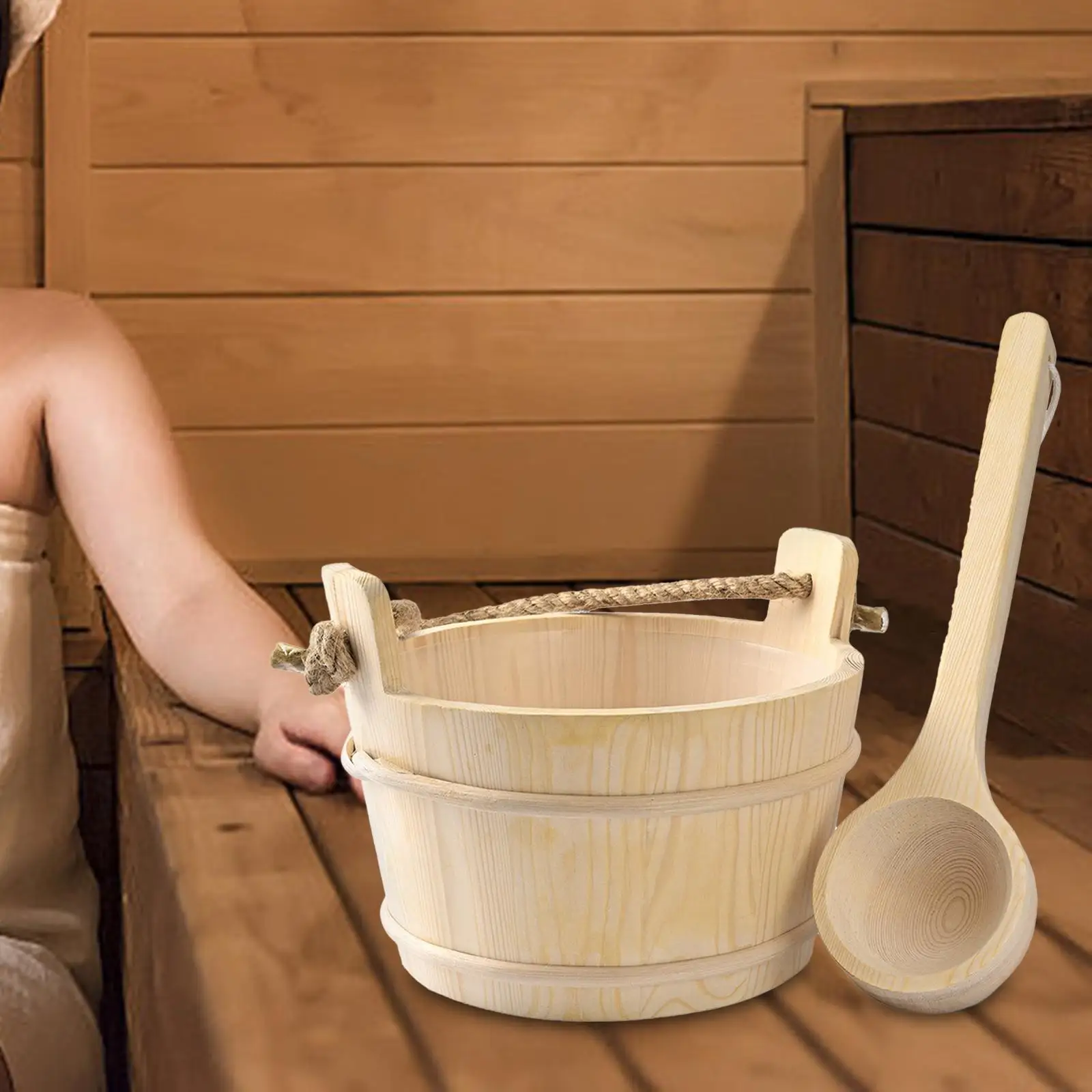 4L Wooden Sauna Barrel with Spoon Portable Sauna Room Steaming Bathroom SPA Accessory Tools Beneficial Skin Weight Loss Barrel