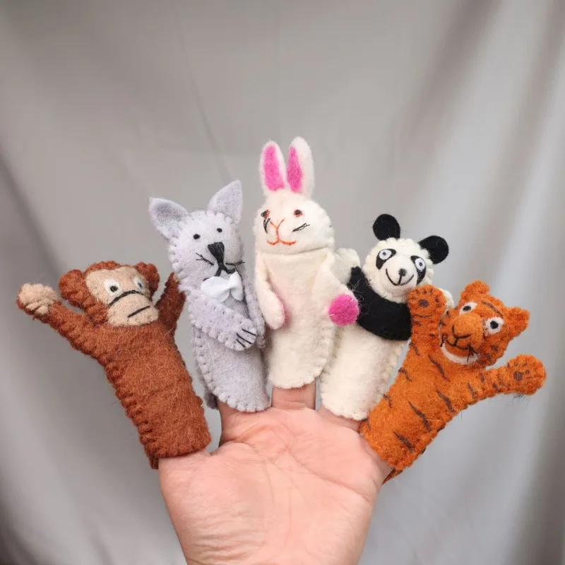 Animali feltro burattini da dito giocattoli silenziosi Woodland Farm Animal Wool Felt Finger Puppet Set regalo di natale bambini giocattoli Montessori