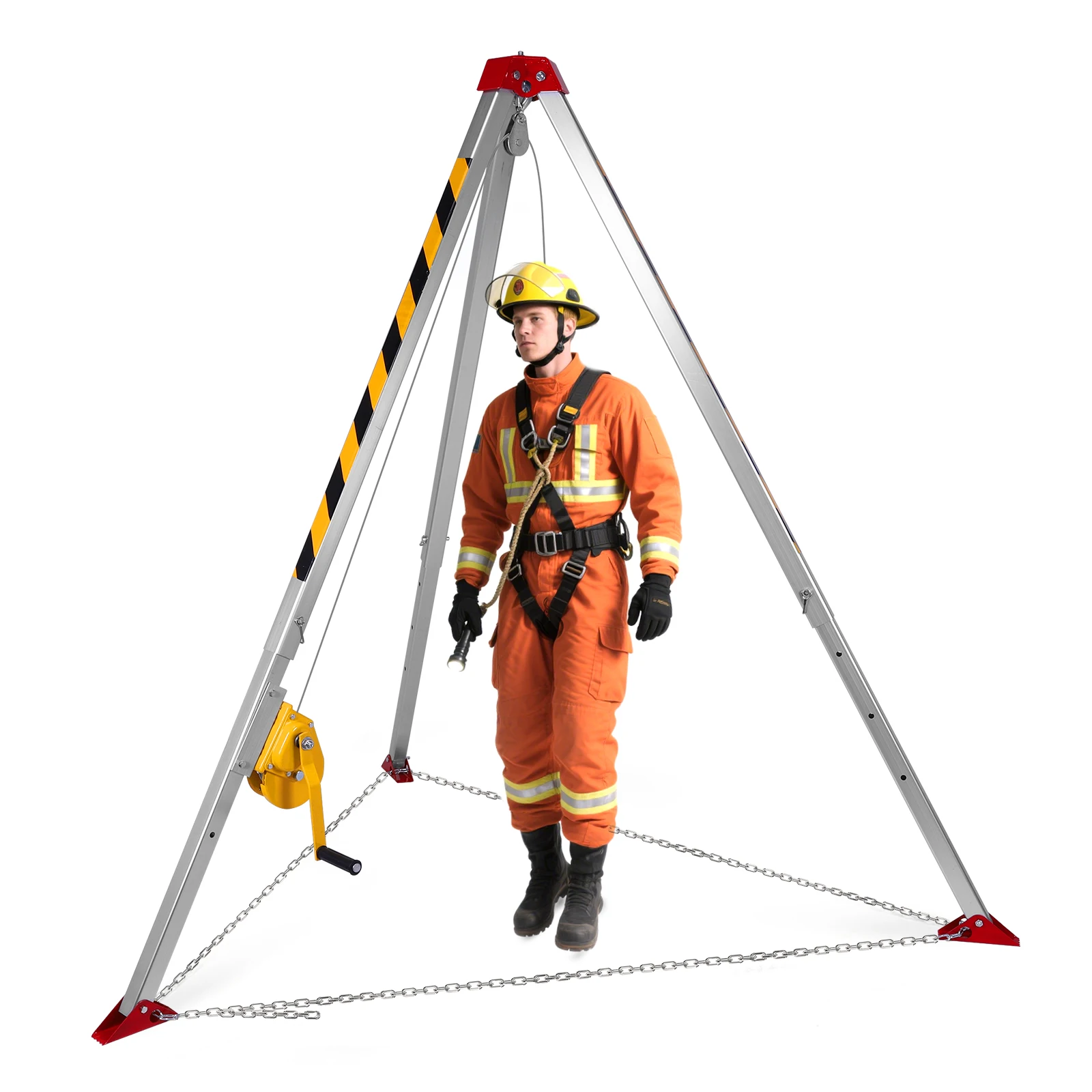 Confined Space Rescue Tripod Aluminum Narrow Small Space Rescue Tripod with 500LBS Winch with Adjustable Legs for Firefighting