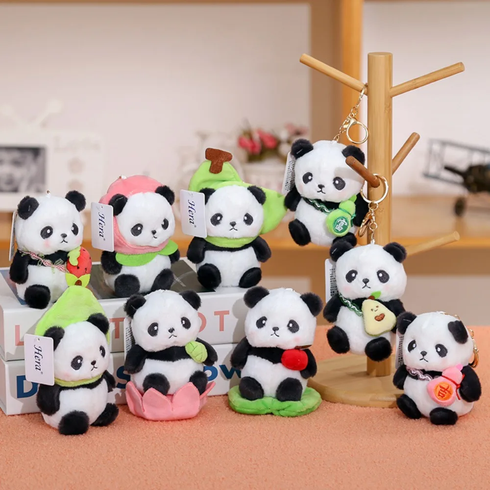 Kawaii Multi Style Plush Panda 11cm Stuffed Animals Car Key Ring Capybara Style Birthday Gift Key Ring Decor Birthday Gift