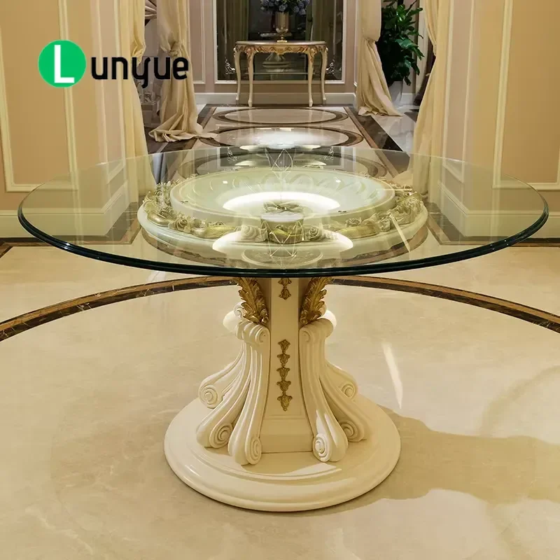 Classic Glass Top Console Table Ornate Carving Functional Design Entryway Hallway Furniture Elegant