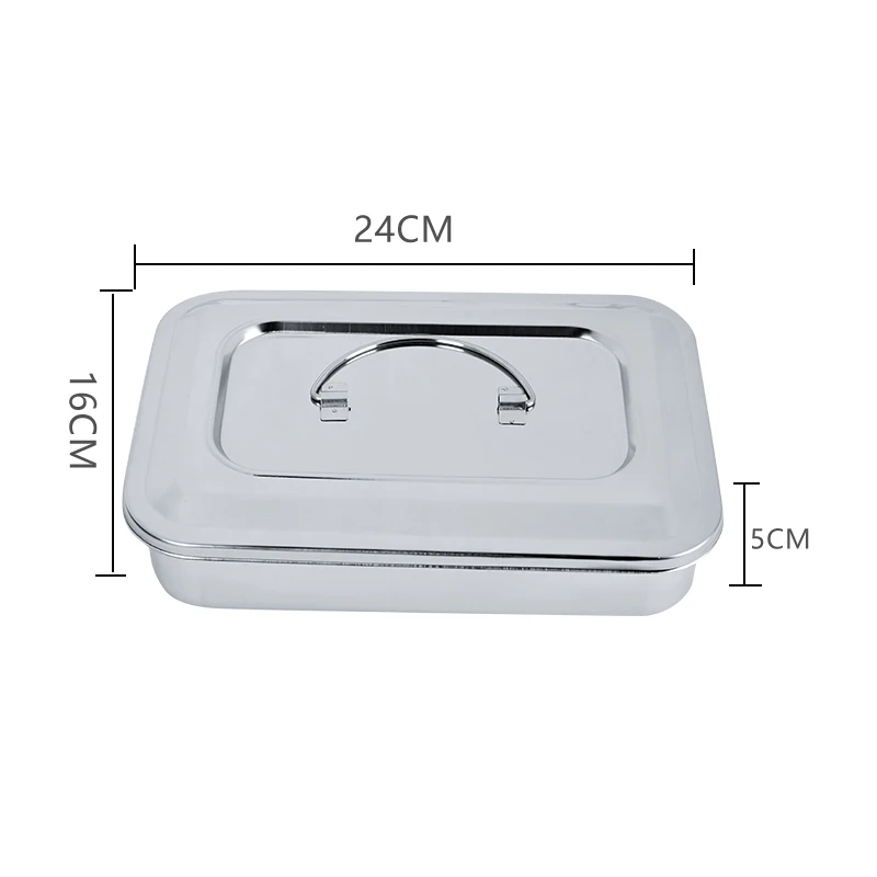 304 عالية الجودة سميكة الفولاذ المقاوم للصدأ التعقيم علبة صينية مربع لوحة دون ثقب غطاء الأدوات الجراحية