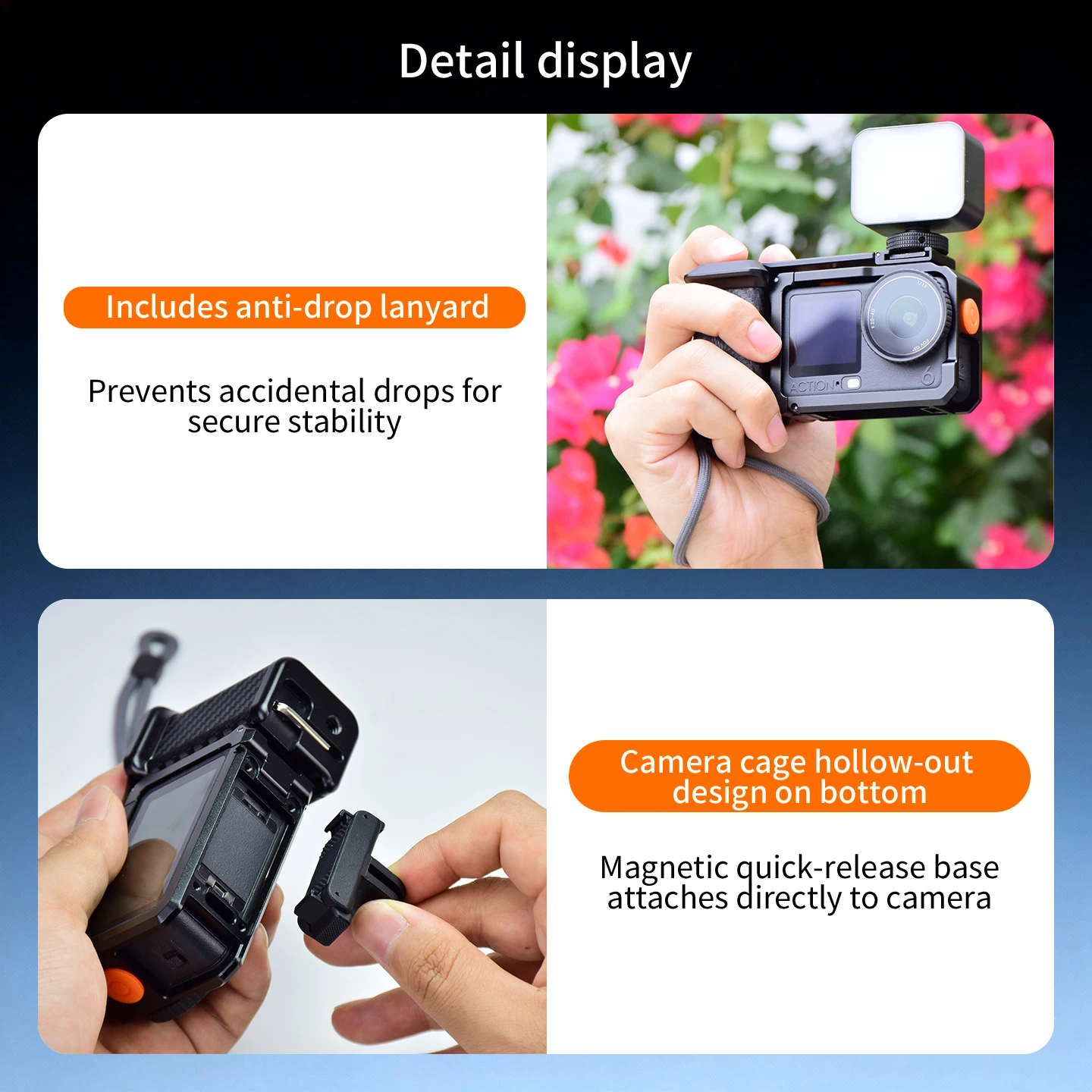 Neues Magnetisches Action6 Käfig-Griff-Set für DJI Osmo Action 6 Kamera Schnellverschluss Horizontal Vertikal Halterung Stativ Selfie-Stick – Detail 15
