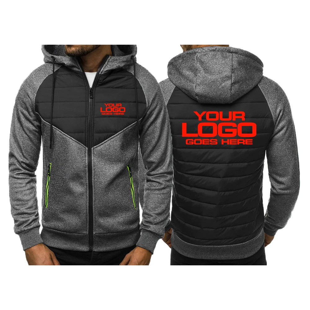 Customized Your Design Here Men's stand up Collar Winter Zipper Cotton Coat Street Fashion Business Casual Zipper Jacket Hoodies