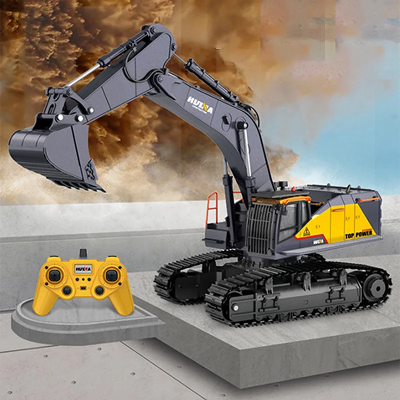 Toys HUINA 1/14 1592 RTR Tracked RC Excavator Truck Car TOUCAN Radio Control Model 2.4G Light Sound Outdoor For Boys TH18065