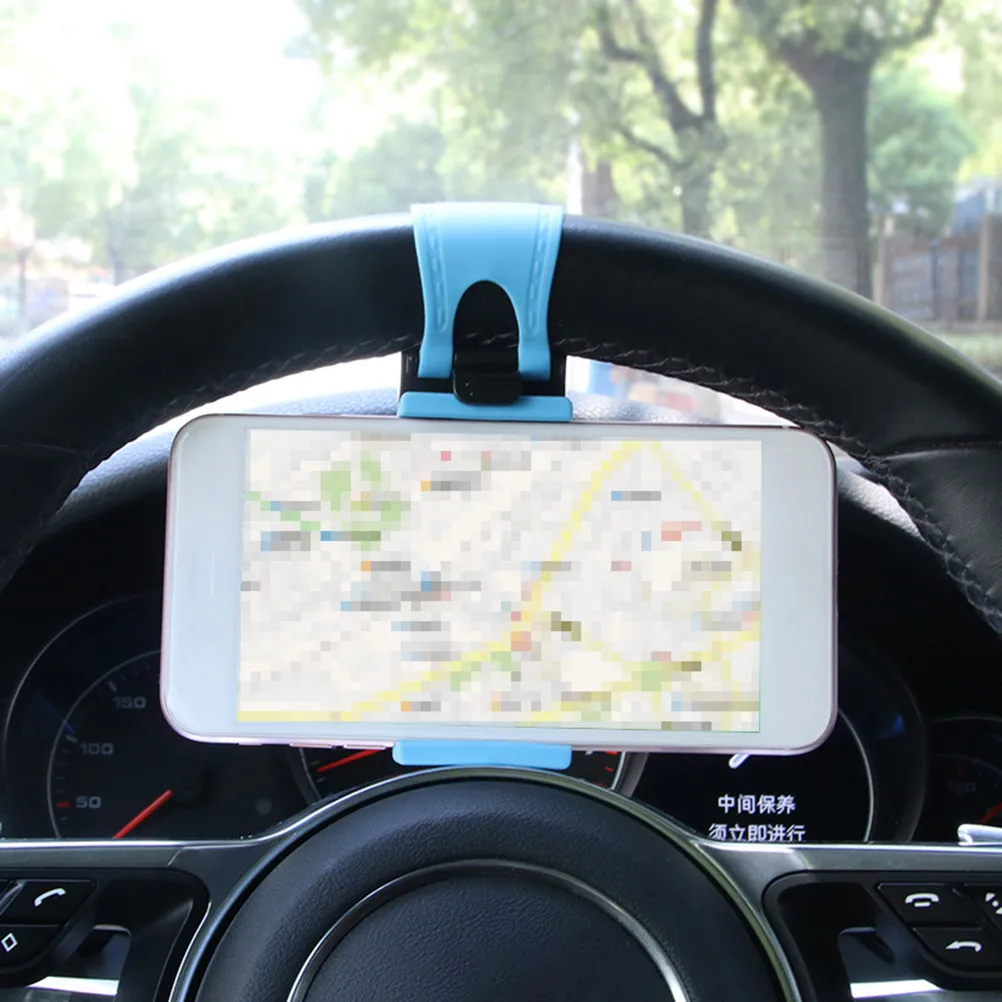 Suporte de telefone para carro, suporte ajustável para volante, para celulares de até 5,5 polegadas, proteção de silicone, design mãos-livres, fácil d