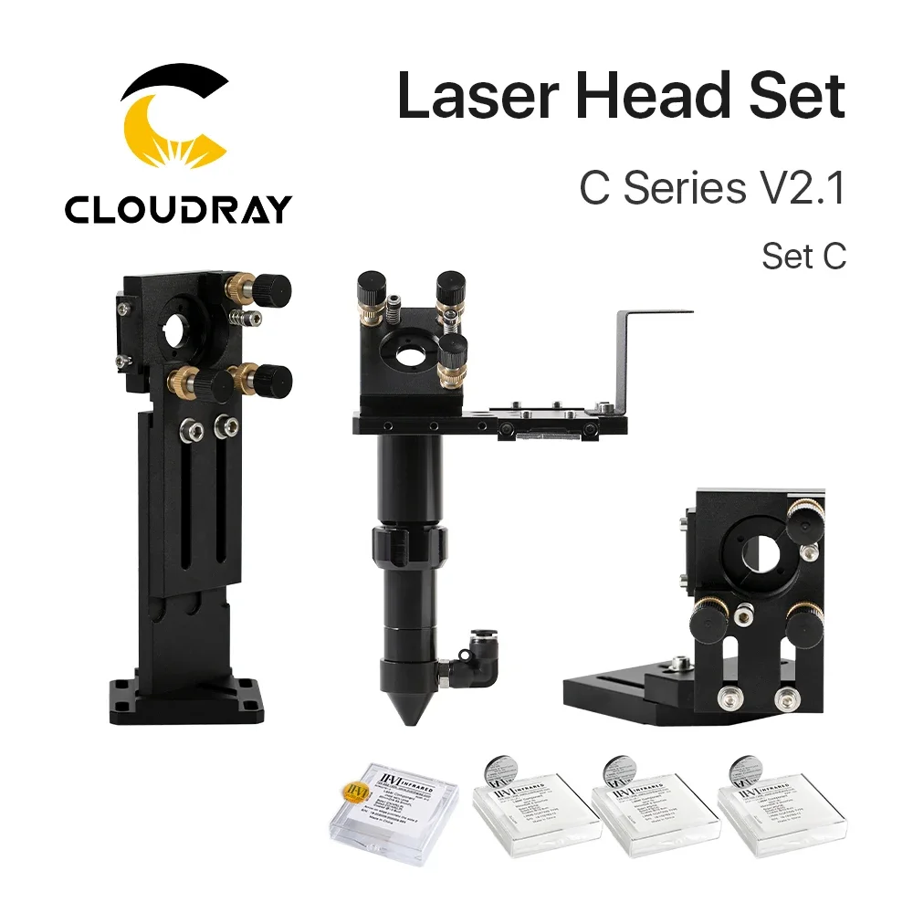 Cloudray CO2 Laser Head Set Dia.18mm FL38.1&Dia.20 FL50.8/63.5/101.6mmZnSe Focus Lens Dia.25m Mirror for Laser Engraving Machine