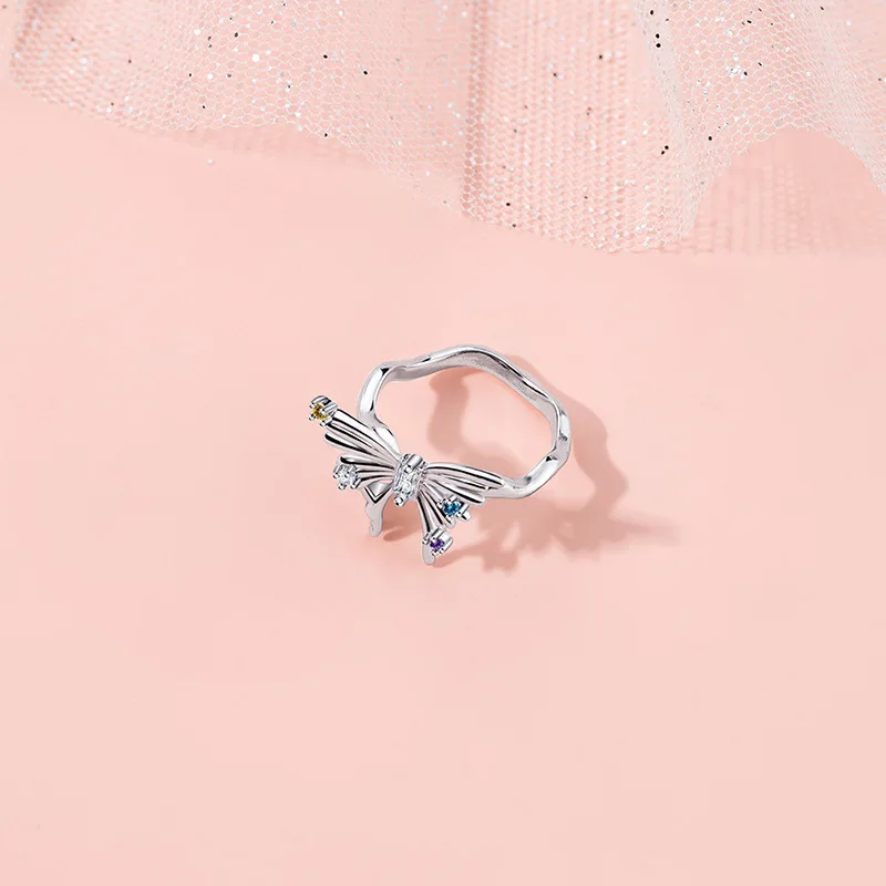 925 Sterling Silver Butterfly Irregular Rings For Women Couple Elegant Chrome Jewelry Accessories Money 925 Prevent Allergy