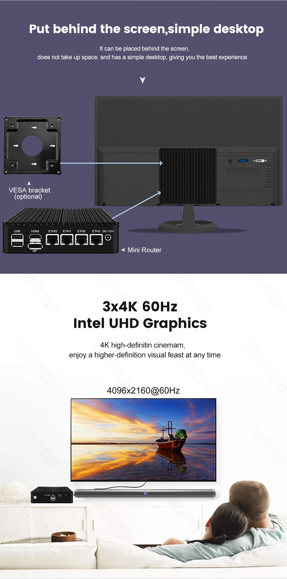 Fanless Mini PC 4 Intel i226-V 2.5Gb LAN N6005 i225-V N5105 2*NVMe TPM2.0 Switch Soft Router VPN Server ESXI Firewall Appliance