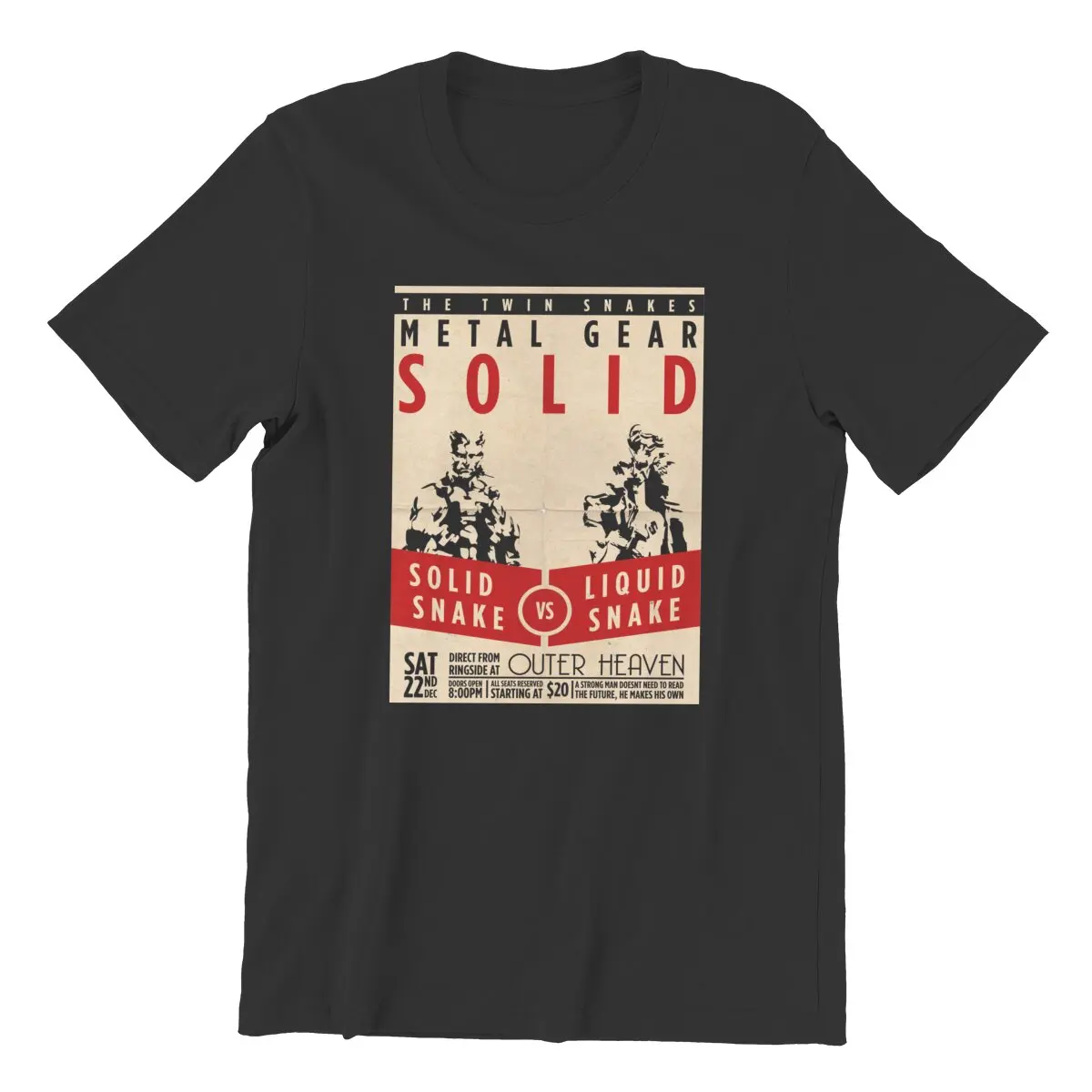 Metal Gear Solid Boxing Poster  Pure Cotton vintage  Big Size  graphic shirts T-shirts for men