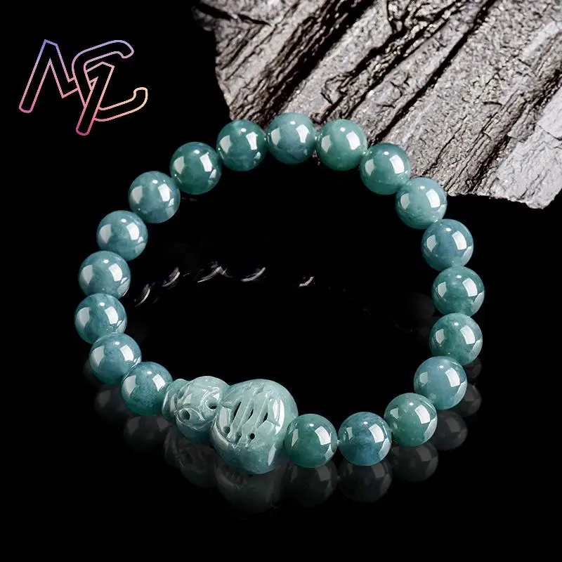 Myanmar Jadeite Gourd Bracelet Gifts for Women Luxury Vintage Stone Natural Burmese Jade Charm Amulet Carved Gemstone Bangle