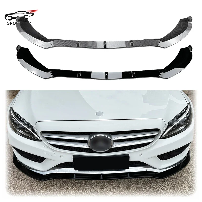 2015 To 2018 For Mercedes C-Class W205 C180 C200 260 Car Front Chin Bumper Lip Diffuser Splitters Spoiler By ABS Gloss Black