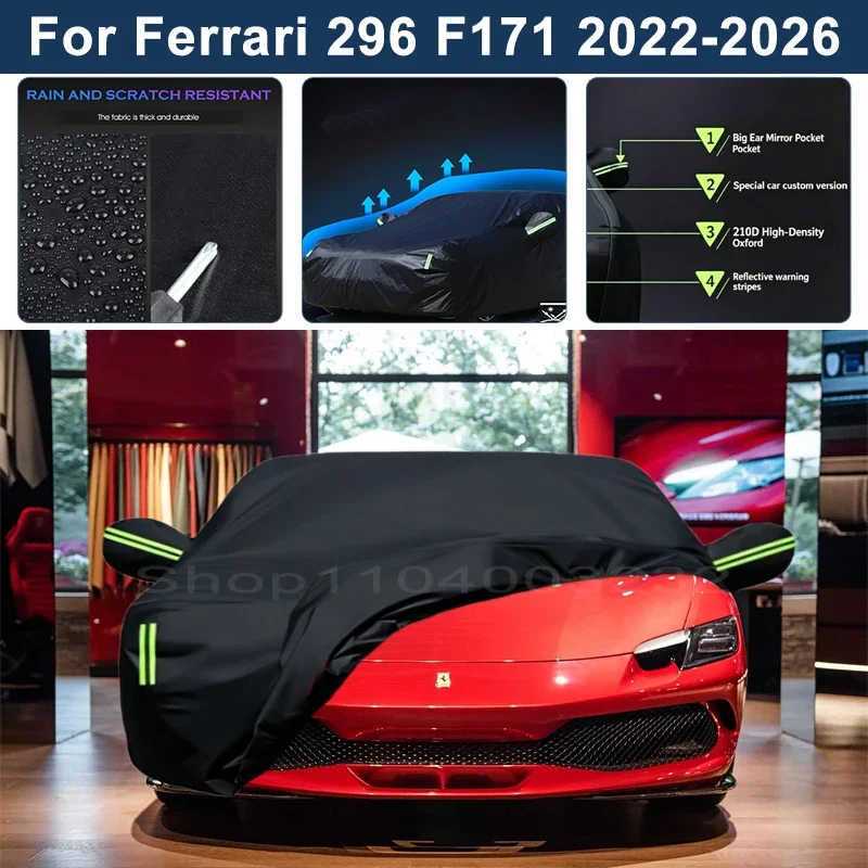 Auto Exterior Sun-Snow Protective Car Cover For Ferrari 296 F171 2022-2026 Waterproof Dustproof Anti-UV Outdoor Cover