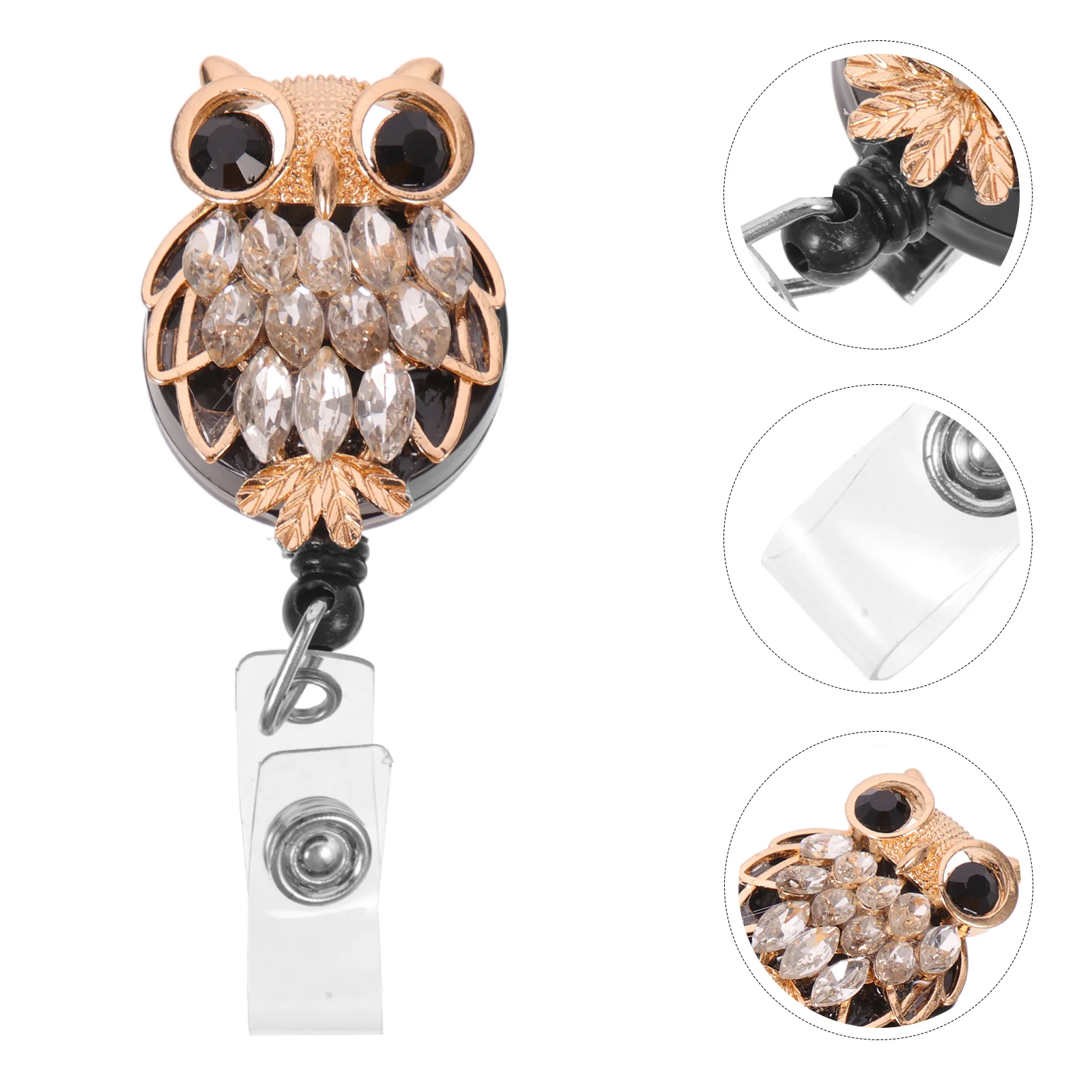 

Badge Reel Retractable Alligator Clip Clips for Gift Decoration Telescopic Holder Alloy Holders Owl Delicate Office Key Lanyard