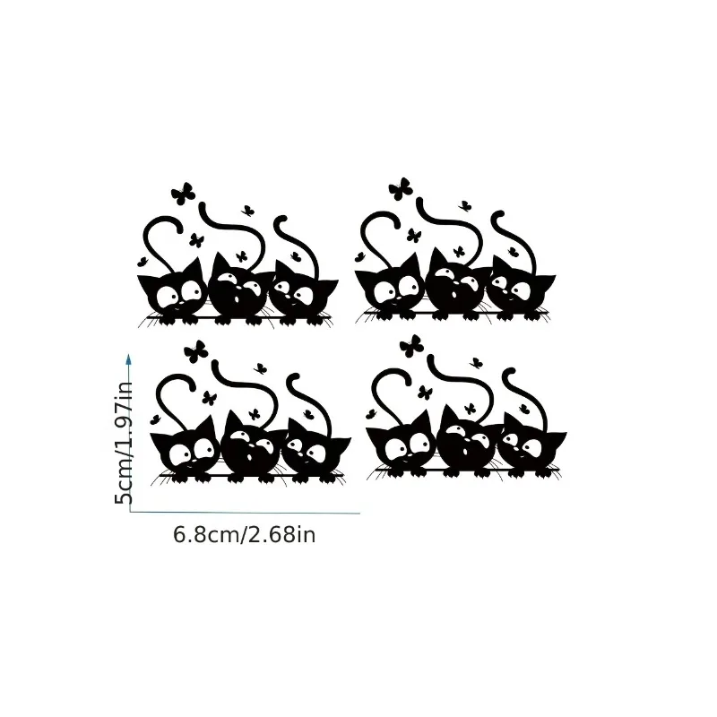4pcs/set Cute Butterfly Kitten Vinyl Sticker, Waterproof Sunproof No Residue Decal for Car Mirror Motorcycle Laptop
