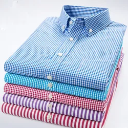 Spring Autumn New Men's Oxford Plaid Shirt For Male Long Sleeve High Quality Pure Cotton Soft Comfort Slim Fit Man Dress Shirts