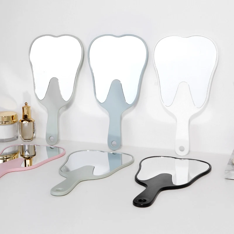 

1pcs Creative Tooth Shaped Handheld Mirror Hangable Unbreakable Plastic Beauty Makeup Mirrors High-definition Dental Mirror