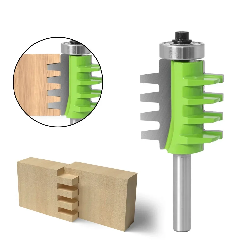 1PC 8MM Shank Milling Cutter Wood Carving Rail Reversible Finger Joint Glue Router Bit Cone Tenon Woodwork Cutter Power Tools