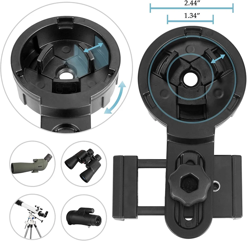 Telescope Phone Photo Adapter Universal Quick Aligned Cell Phone Digiscoping Adaptor Mount Compatible with Binoculars Monocular