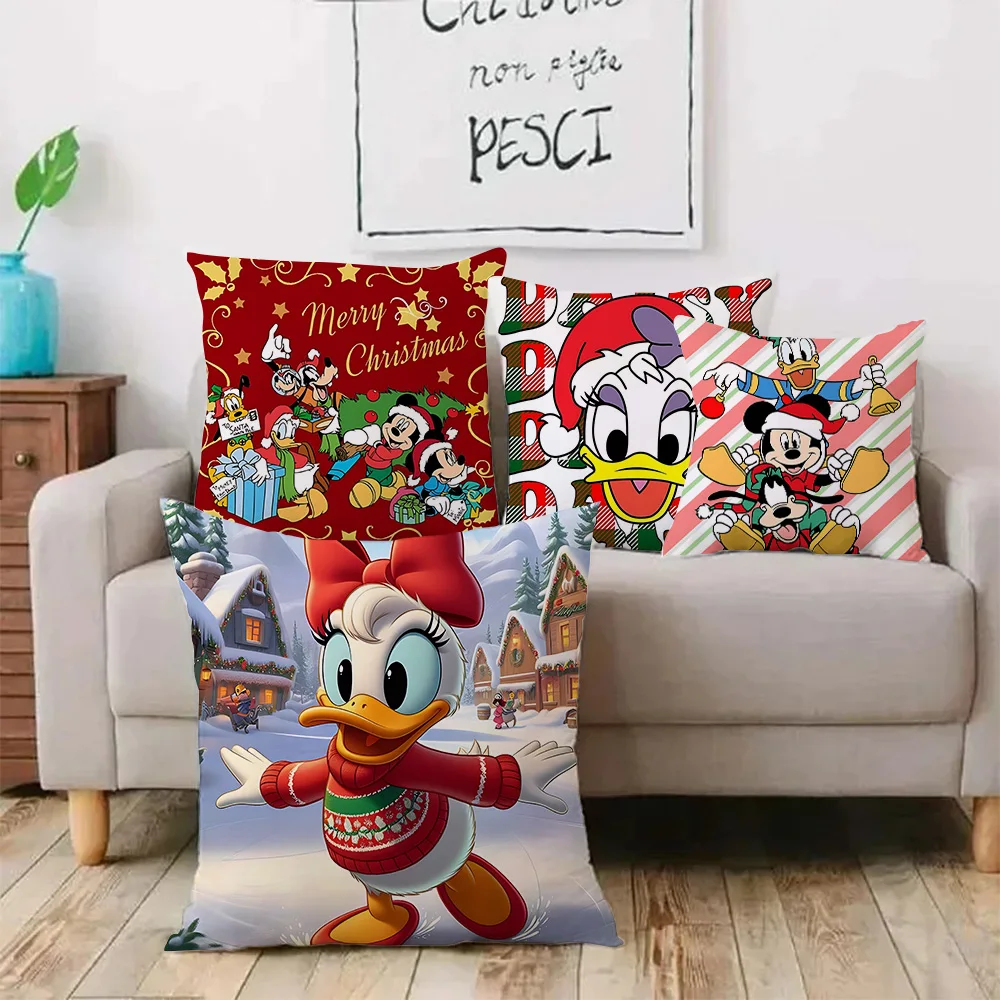 Cute Cartoon Daisy Duck Pillow Covers Cartoon Disneys Sofa Decorative Home Double-sided Printing Short Plush Cute Cushion Cover