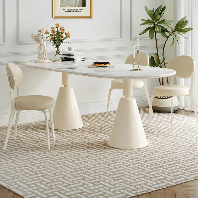 Slate dining table Household Internet celebrity dining table and chairs Small apartment rectangular Holy Grail dining table and