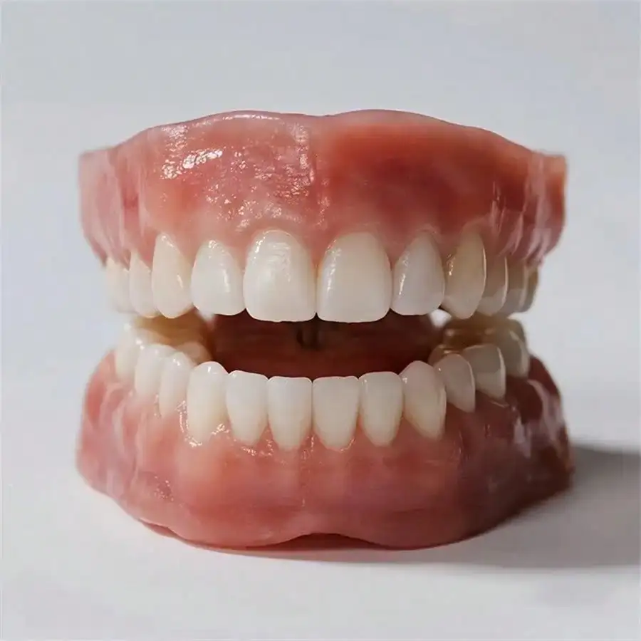 White Comfortable And Adjustable Dentures, With Upper And Lower Teeth Paired With Perfect White Veneers, Create A Professional And Confident Smile For People Without Teeth, Decorating Men's And Women's Teeth