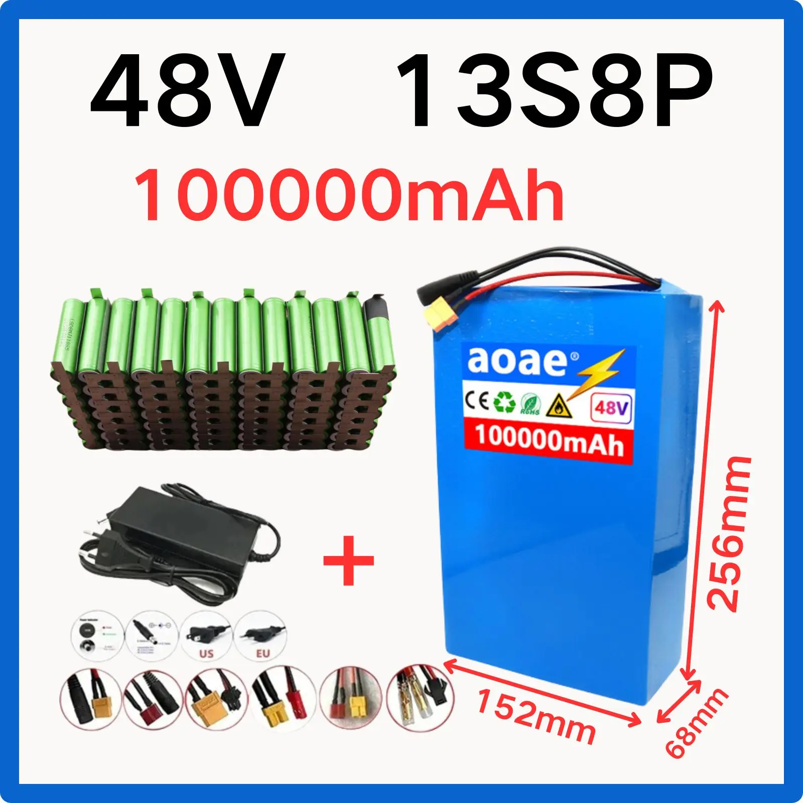 

48V 13S8P 100ah New Full Capacity Power 18650 Lithium Battery Pack Suitable for Electric bicycle battery Air fast transportation