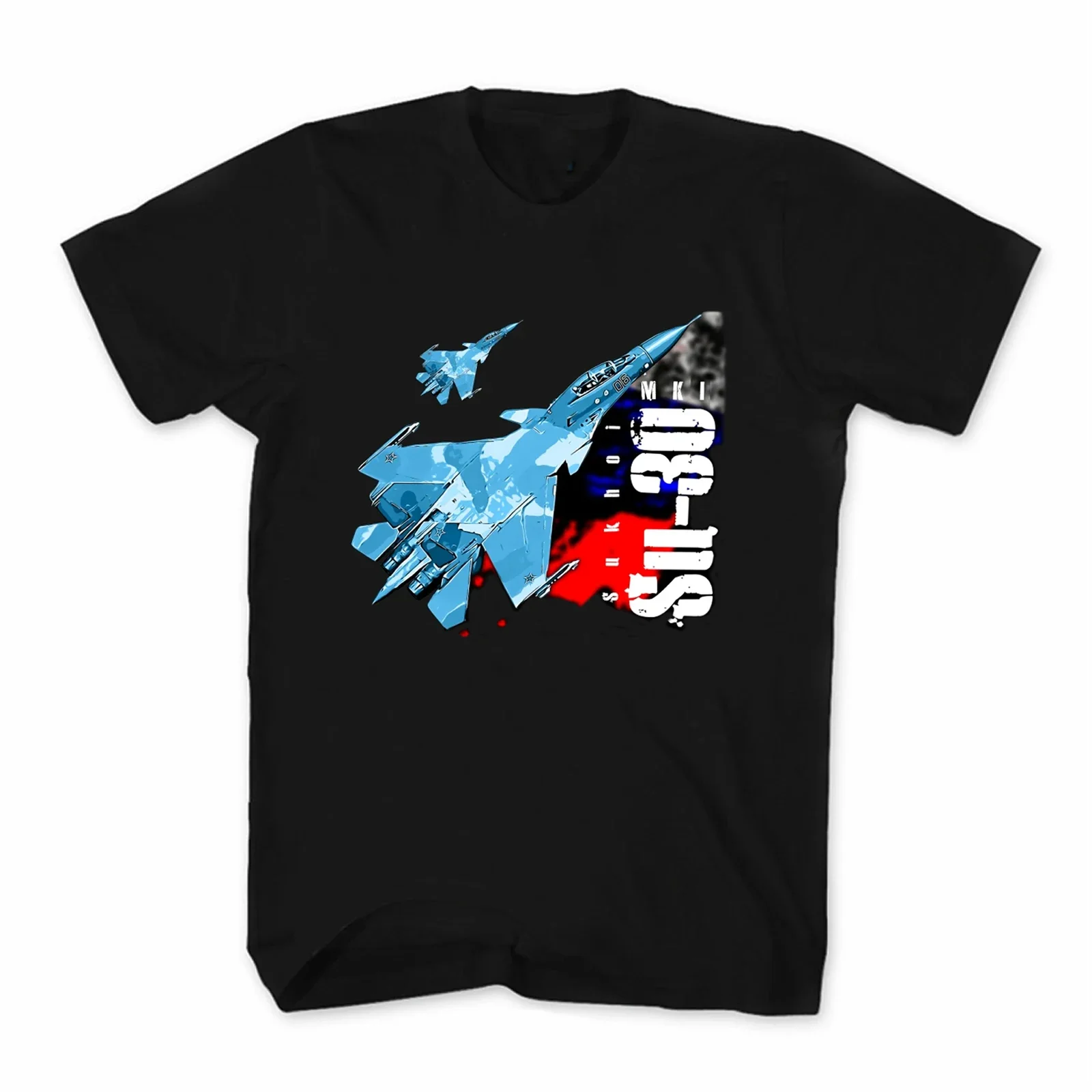 Camiseta de combate a reacción Sukhoi SU-30 MKI de la Fuerza Aérea Rusa. Camiseta de algodón de verano de manga corta con cuello redondo para hombre nueva S-3XL